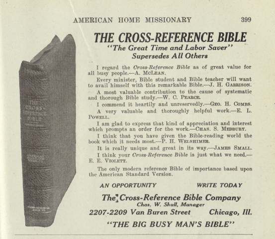 Scoville_Ad_CrossReferenceBible_1918.Yearbook_p.399